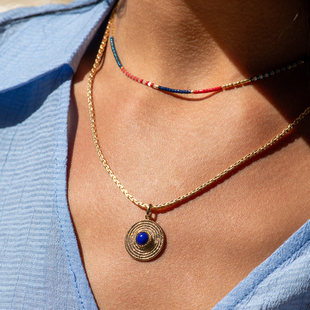 JFB法国进口青金蓝18K包金戒指项链手镯耳钉吊坠法式复古时尚老钱