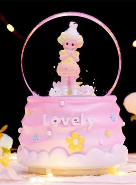 八音盒水晶球水晶球发光旋转ins