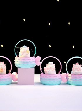 动物桌面卡通摆件发光树脂水晶球