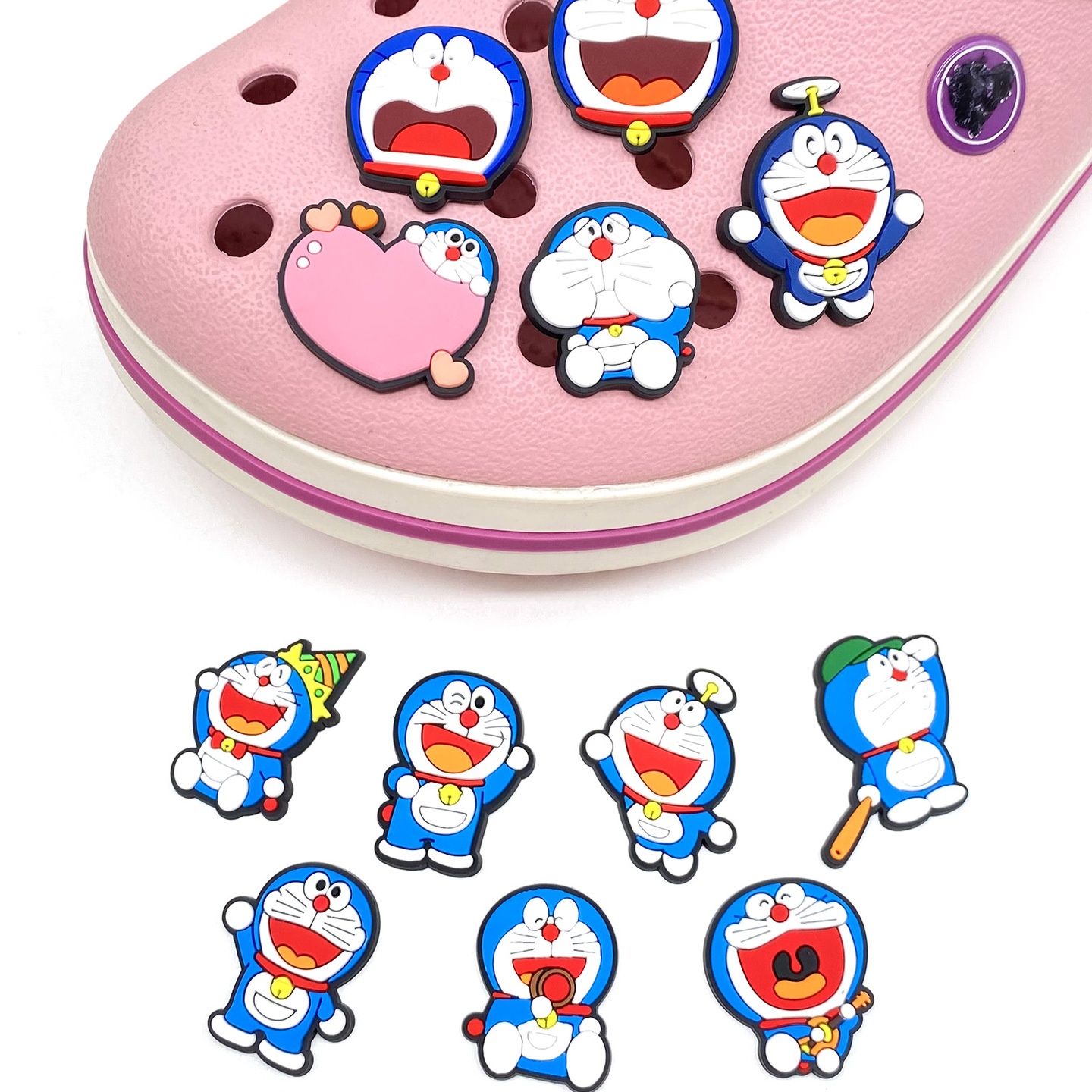 12颗套装卡通哆啦a梦洞洞鞋鞋花鞋配饰PVC凉鞋拖鞋鞋扣装饰礼物