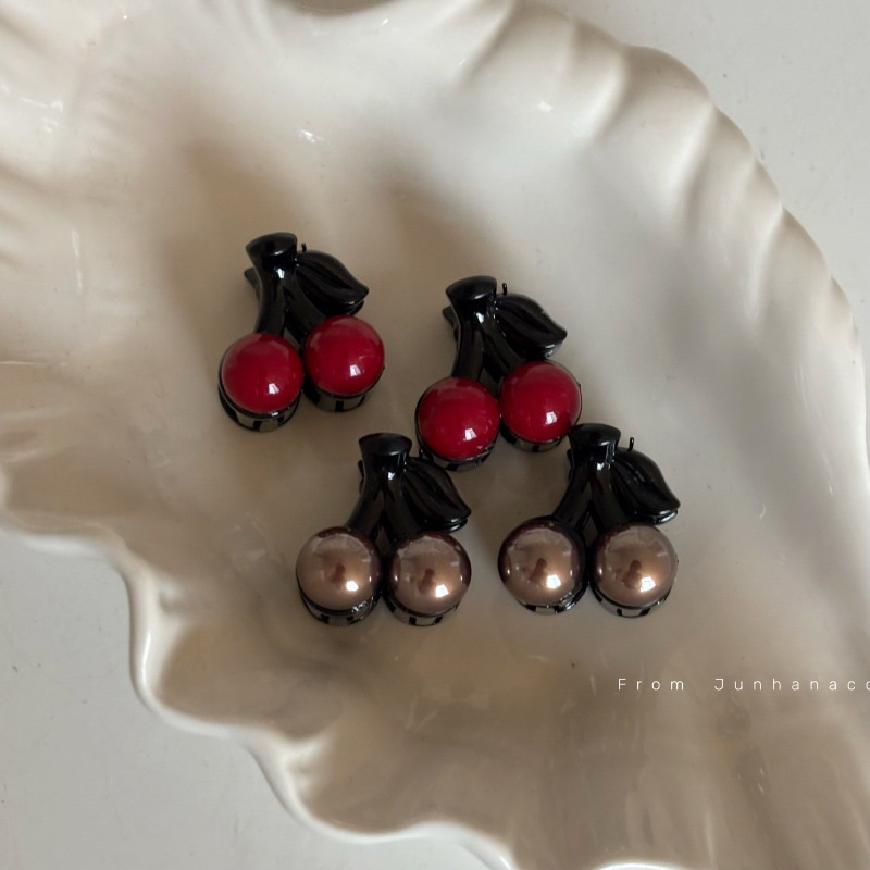 可爱樱桃发夹女侧边小抓夹半扎发前额碎发刘海夹精致小发卡