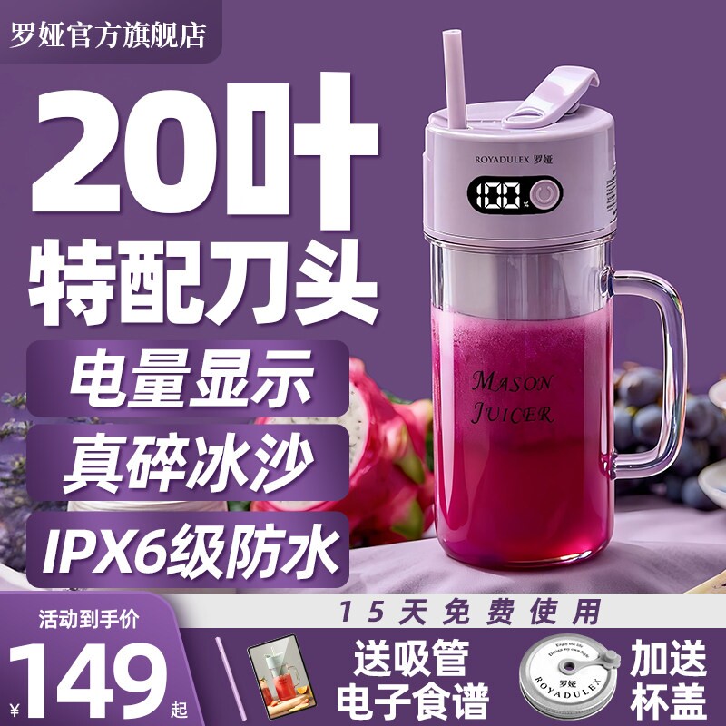 罗娅榨汁机小型便携式多功能炸水
