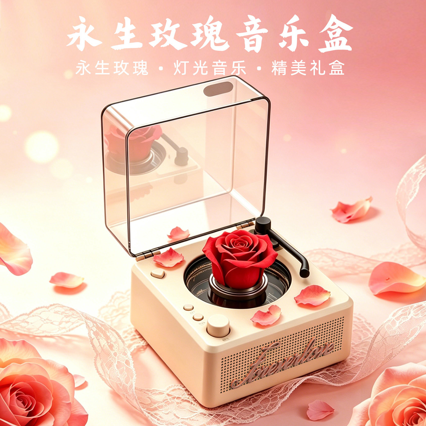 玫瑰蓝牙音响音箱桌面小型2026新款低音炮高音质摆件生日礼物女生