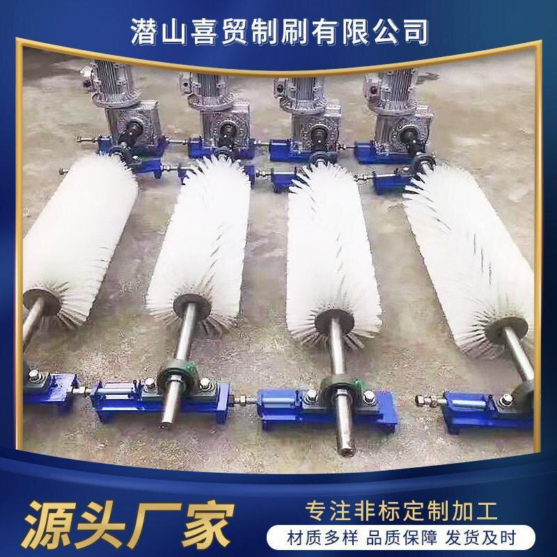 电动滚刷清扫器 量大q优惠矿传送带无动力毛刷输送带清扫器毛刷辊
