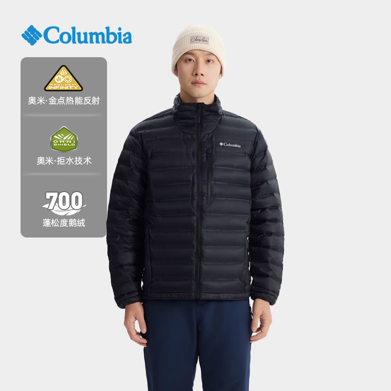 哥伦比亚羽绒服男秋冬拒水无缝热压鹅绒金点热能保暖外套WE9048