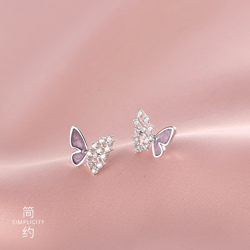 925银女小众设计蝴蝶耳钉高级感