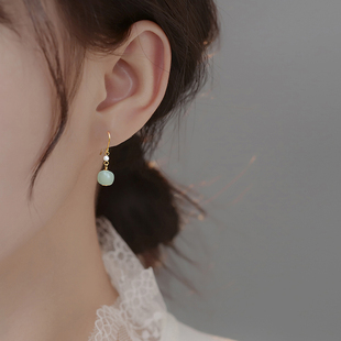 925纯银和田玉珍珠耳钉夏季 潮耳环高级感轻奢耳饰女 女2022年新款