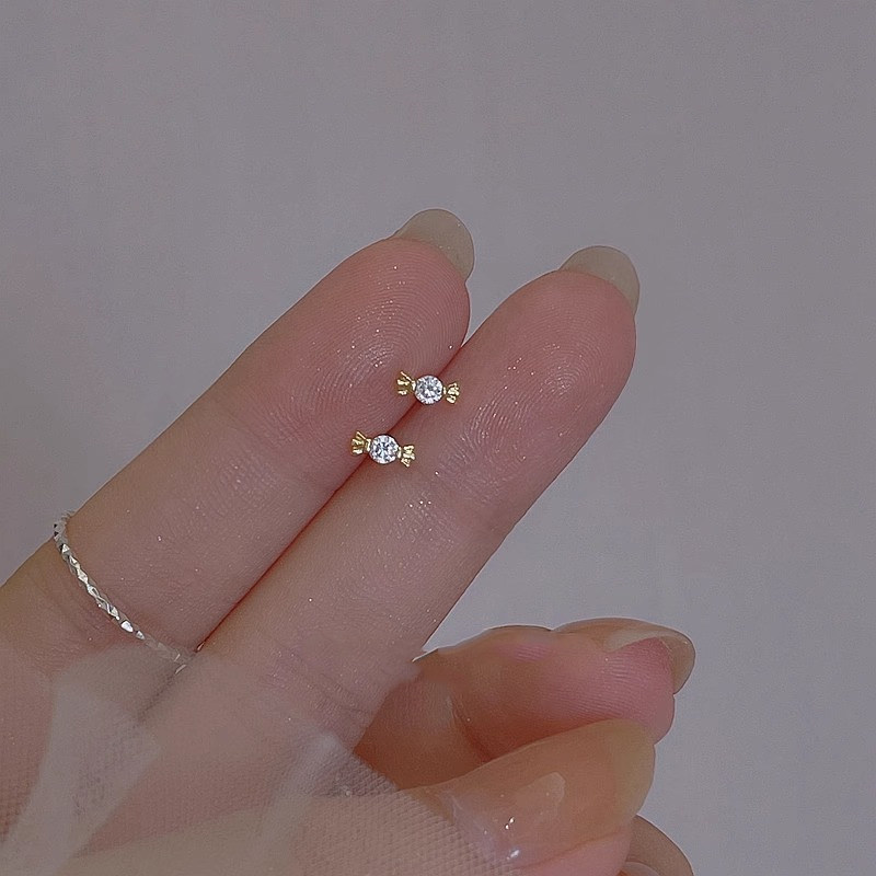 925纯银迷你糖果小巧耳钉女简约百搭小众设计耳环2023年新款爆款