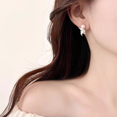 925纯银珍珠鱼尾耳钉女ins轻奢高级感独特耳环2025年新款 耳饰 爆款