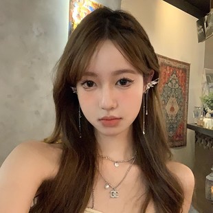 925纯银超仙精灵蝴蝶流苏耳夹女无耳洞耳骨夹小众高级感耳挂耳饰