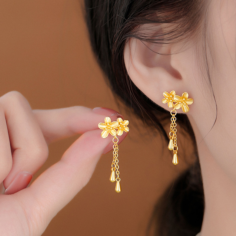 925银女设计感桑格花耳钉