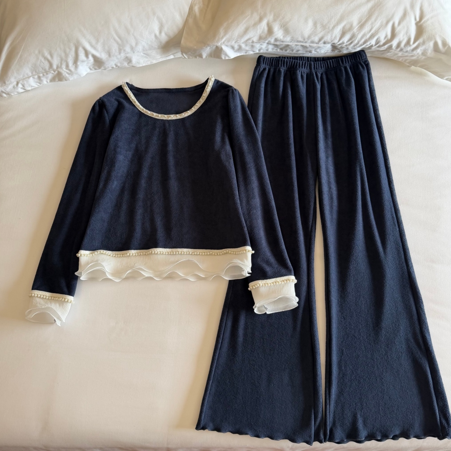 半边绒睡衣女秋冬季软绵绵家居服