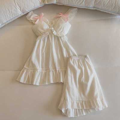 带胸垫睡衣裙女夏纯棉吊带公主风