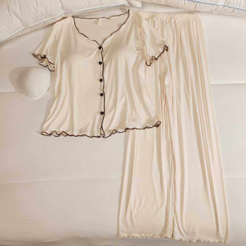 带胸垫睡衣女夏季短袖开衫纯欲风三两件套新款高级感可外穿家居服,女士内衣/男士内衣/家居服,睡衣/家居服套装,淘宝优惠券,粉丝福利购,淘宝优惠卷