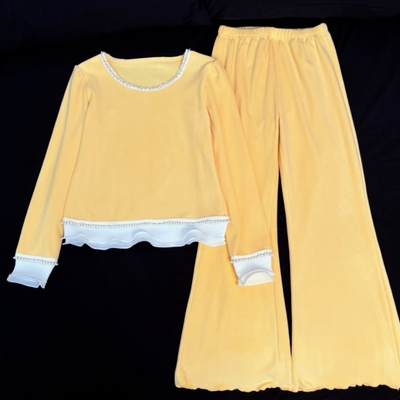 半边绒睡衣女春秋冬软绵绵家居服