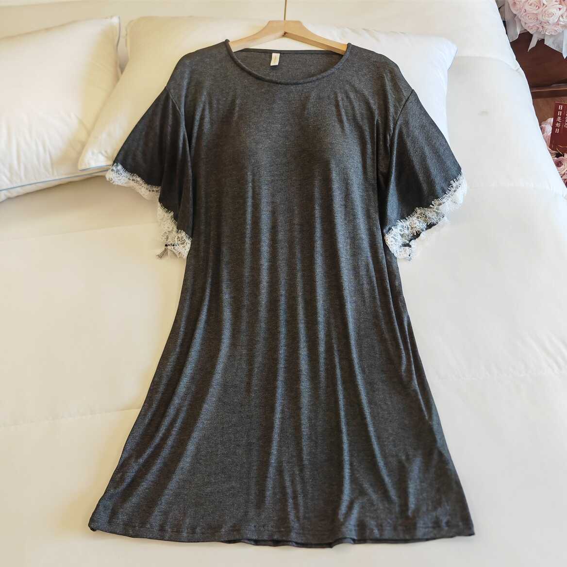 带胸垫睡裙女夏季莫代尔家居服