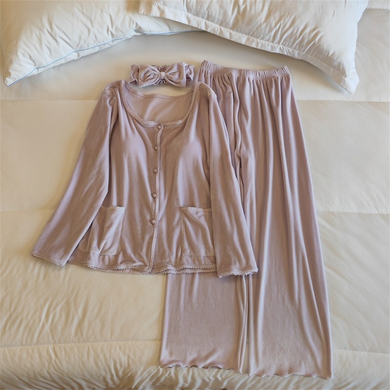 海岛绒睡衣女士春秋冬季长袖开衫甜美纯欲风加厚丝绒带胸垫家居服,女士内衣/男士内衣/家居服,睡衣/家居服套装,淘宝优惠券,粉丝福利购,淘宝优惠卷