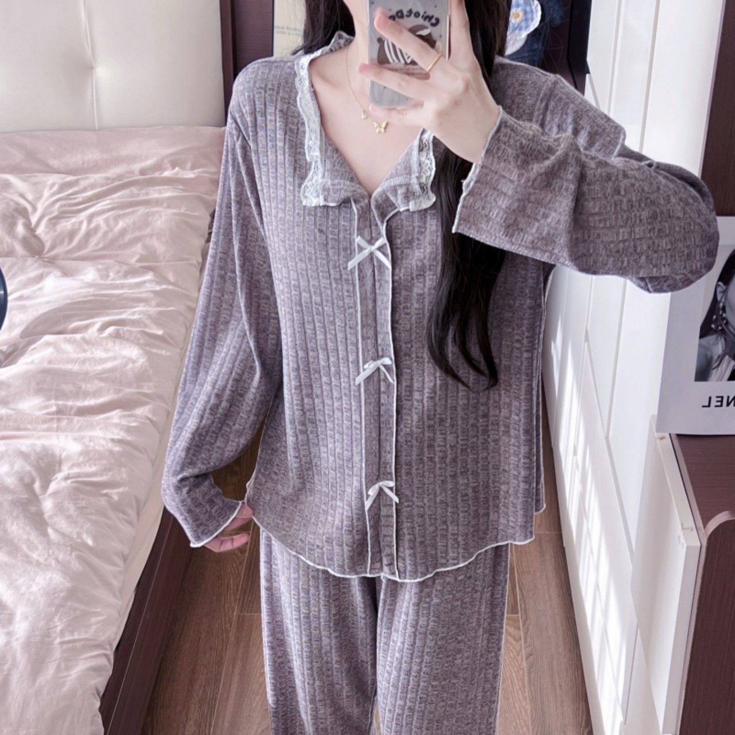 软糯磨毛睡衣女士春秋冬季长袖长裤甜美网红风带胸垫家居服可外穿,女士内衣/男士内衣/家居服,睡衣/家居服套装,淘宝优惠券,粉丝福利购,淘宝优惠卷