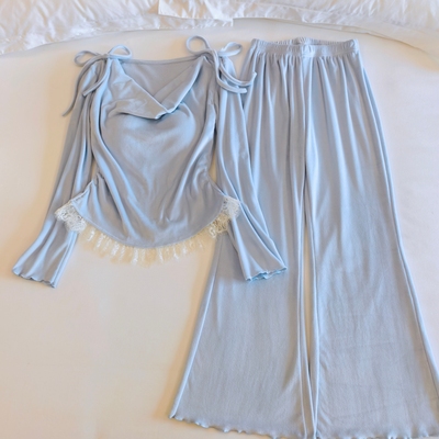 双面海岛绒睡衣女春秋冬季家居服