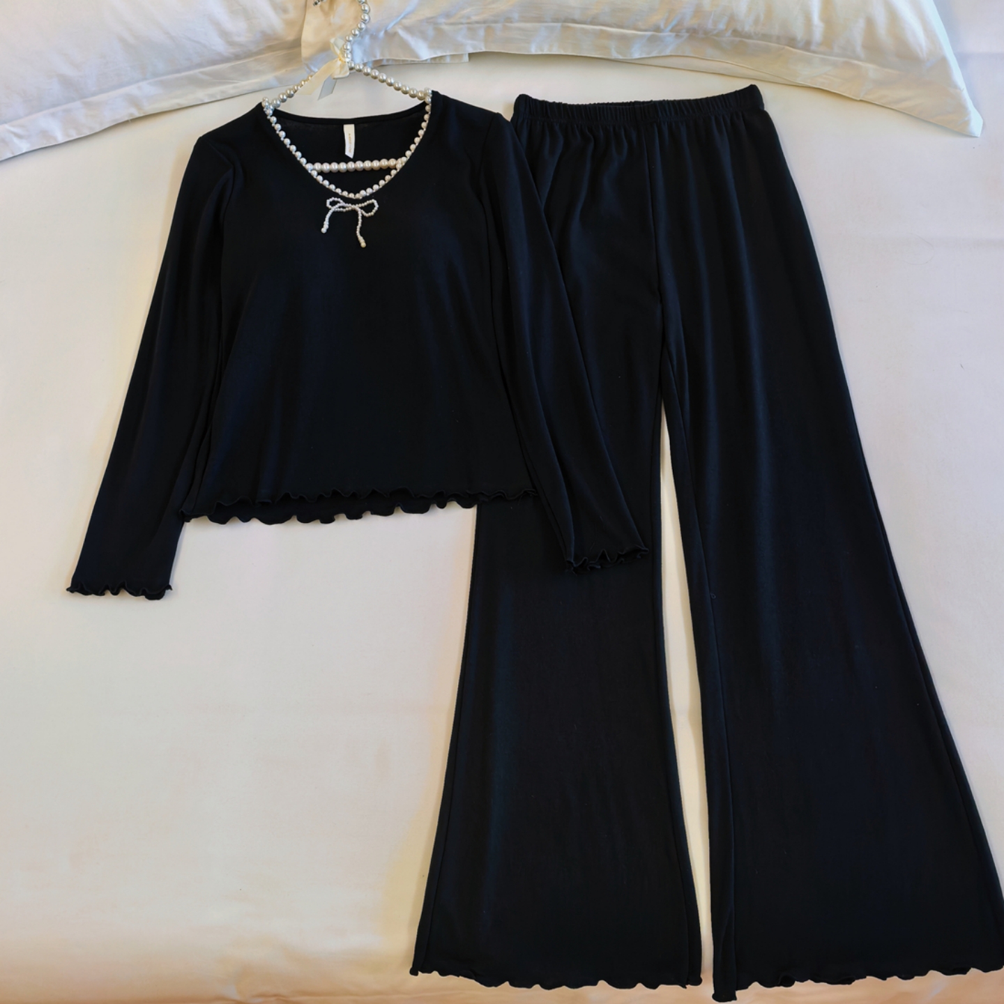 带胸垫睡衣女春秋冬季纯棉家居服