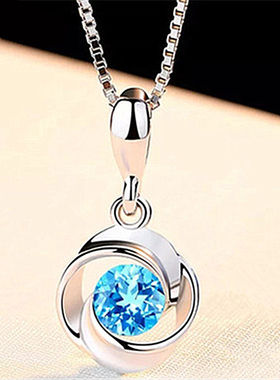 s925纯银一见钟情旋转爱项链女日韩简约气质创意送女友情人节礼物