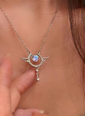 丘比特之心项链小众设计感天使爱心锁骨潮颈链吊坠礼物