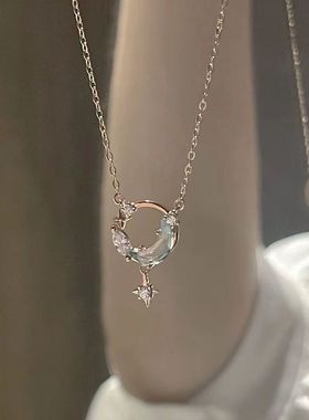 逐梦星河月亮项链带小众轻奢设计高级感项链ins学生锁骨链送闺蜜