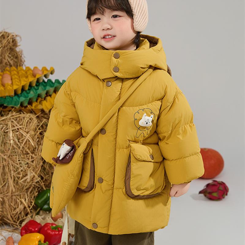 儿童羽绒服男女童中长款2025新款小孩卡通加厚冬装宝宝保暖外套