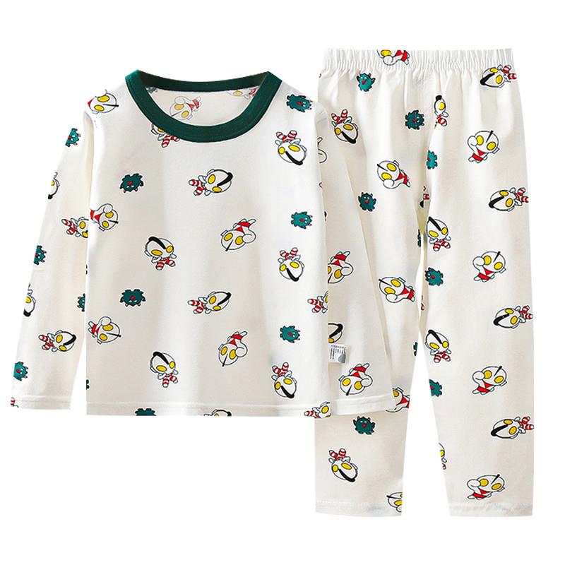 宝宝纯棉秋衣秋裤内衣套装儿童无骨家居服春秋男童婴幼儿打底睡