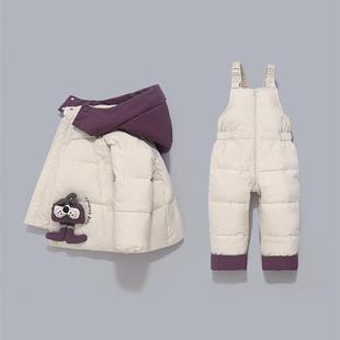 小宝宝羽绒服男童2025新款套装小童套卡通冬装婴儿羽绒服外出