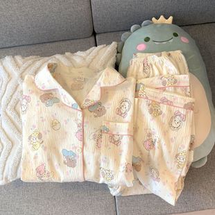 云朵棉女童睡衣春秋天新款纯棉长袖长裤卡通可爱中大童家居服套装