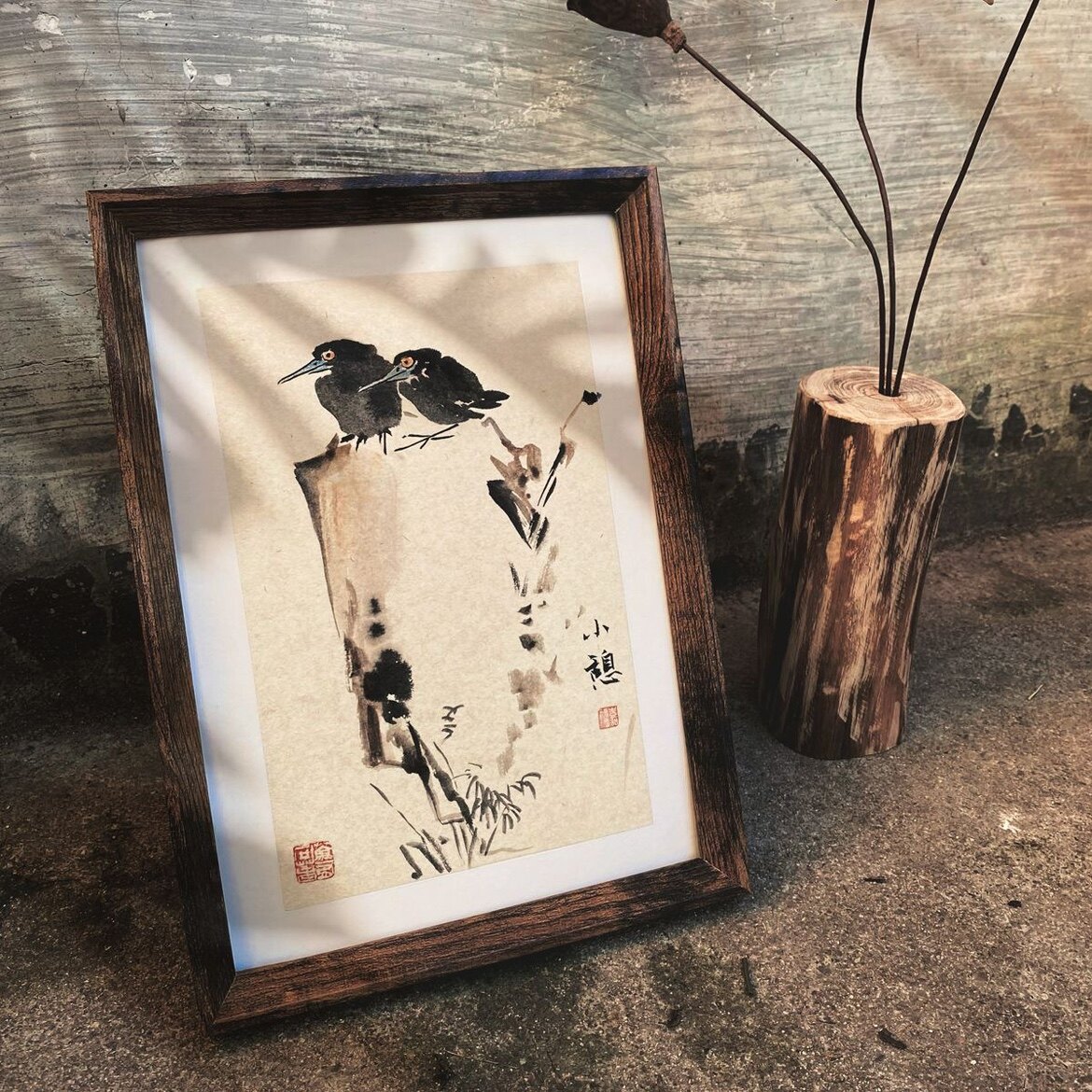 真实手绘国画纯手绘国画山水画花鸟画写意画带框装裱可挂墙装饰画
