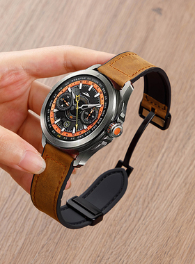 适用小米watch S4表带S4sport疯马皮磁吸扣透气S32硅胶手表带s1Pro运动color2男款GTS4华米Amazfit GTR43腕带