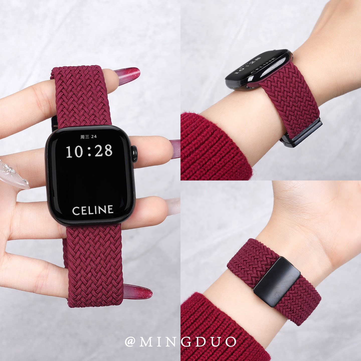 适用iwatch11表带S11苹果S10手表applewatch10新款S9尼龙8编织7磁吸SE3女款磁吸扣高级ultra女士运动透气腕带