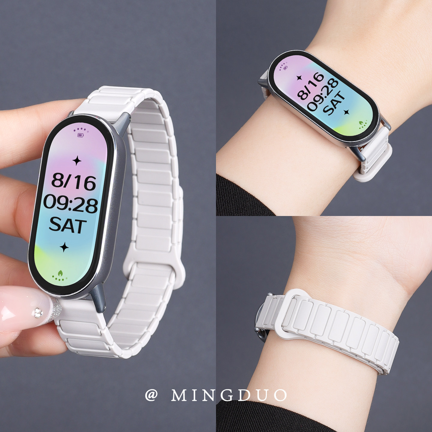 鸣铎适用小米手环10表带9手表8腕带女款7夏季新款10nfc版智能同款运动透气磁吸硅胶男女高级表链替换带