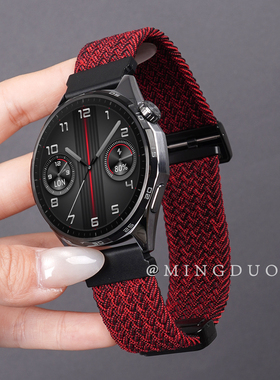鸣铎适用华为GT6pro手表gt5表带watch5/4编织尼龙GT4磁吸扣男watchgt3pro黑砂红荣耀智能运动2E秋冬新款腕带