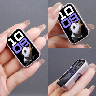 适用华为手环10保护壳手表9保护套8手表带9NFC版 钢化膜band十九八代智能保护膜PC手表壳全包壳膜一体粉色表套