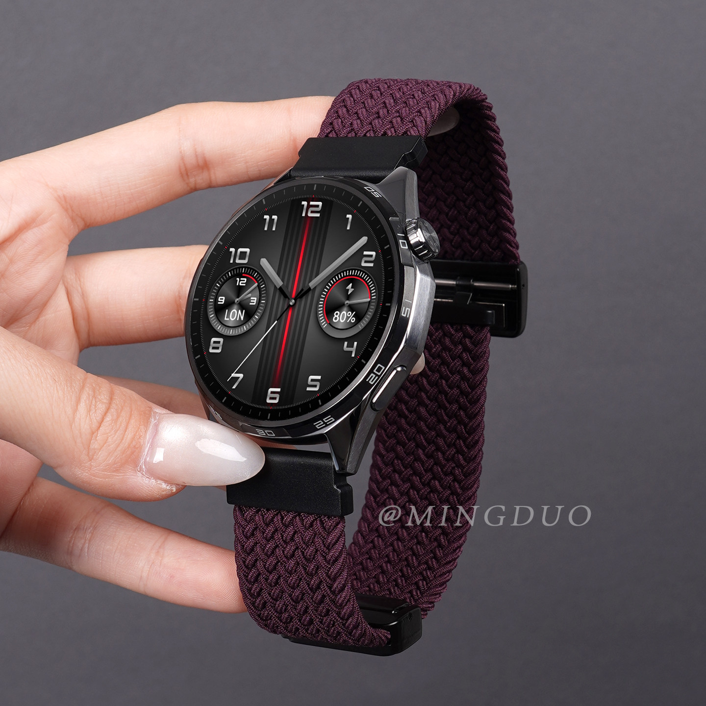 新款烟紫色适用小米watchs4表带S4sport手表男款watch5尼龙编织S3磁吸扣s2/1Pro运动智能华米AmazfitGTR4腕带