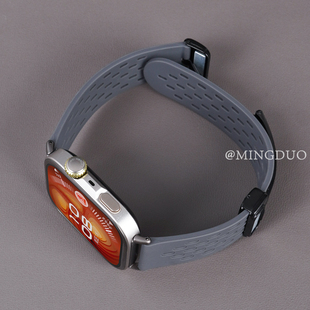 适用华为WatchFIT4pro表带Watchfit3手表男款 深灰高级替换带 洞洞硅胶fit4磁吸扣专用腕带fit2秋冬透气女新款