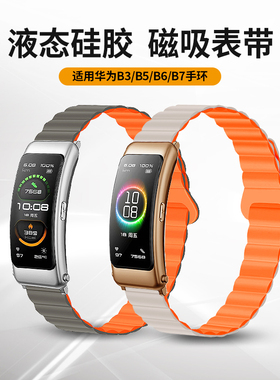 适用华为手环B7表带b7通用B6磁吸腕带B3青春版新款b5代手表带男女B5夏天硅胶手表链男款磁吸扣高级配件替换带