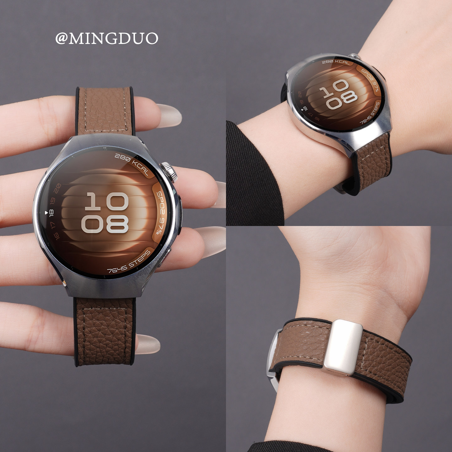 新款咖啡棕适用华为watch5表带