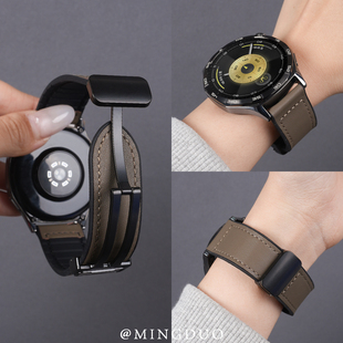 适用小米watchs4表带S4sport手表男款watch5新款疯马纹真皮S3磁吸扣s2硅胶1Pro运动智能华米AmazfitGTR4腕带