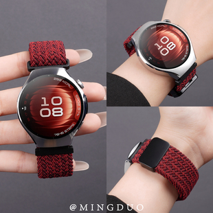 新款黑砂红尼龙编织适用华为watch5表带watch4/3pro手表女款WatchGT6透气磁吸gt5/4/3/2高级秋冬男运动替换带