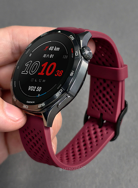 适用佳明Forerunner255/245M/165/645M运动户外硅胶透气手表带GarminVivoactive4/3Venu Sq2plus高驰智能新款