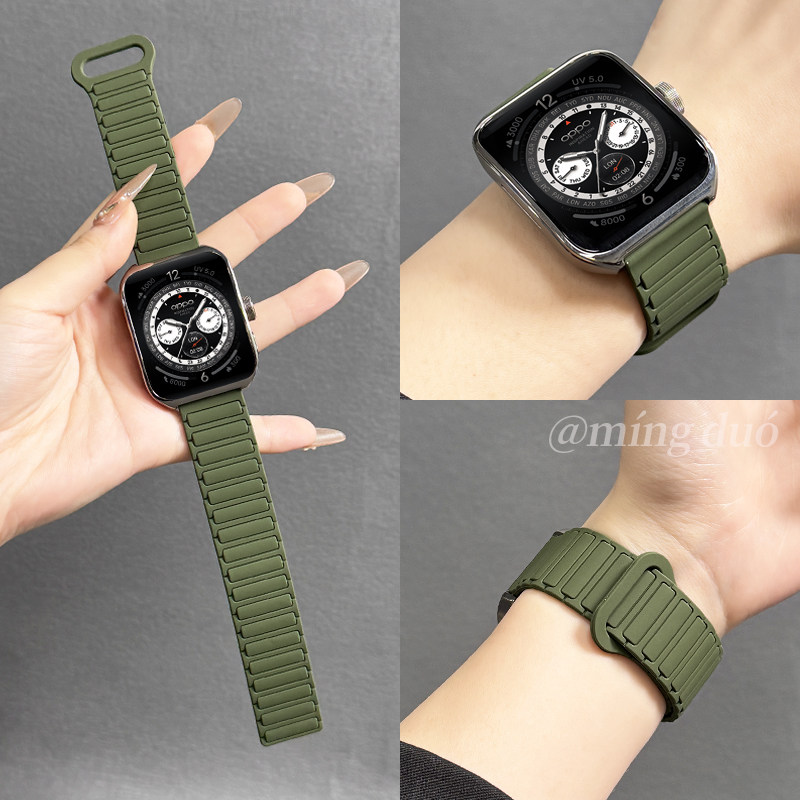 适用OPPOWatch4pro手表X2表带oppowatchS装甲磁吸硅胶SE腕带3pro智能一加手表3/2/1代mini男女款高级感替换带