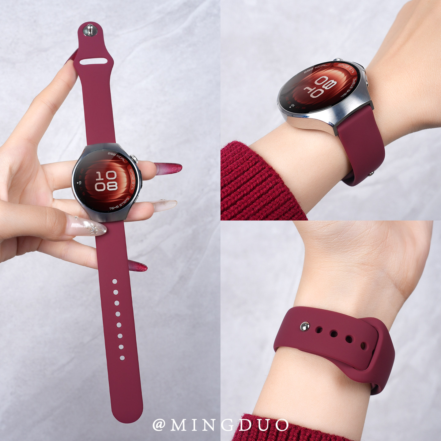 适用华为watch5/5pro手表表带4pro智能新款watch4反扣液态硅胶GT6/GT5运动女款高级感gt4官方gt6男士替换带gt