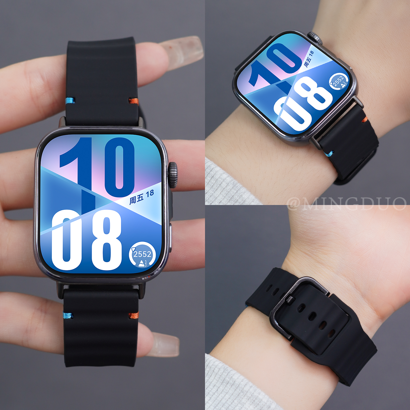适用华为Watch FIT4pro表带Watchfit3手表液态硅胶fit4曜石黑男款腕带fit3夏天透气fit2女生个性高级感替换带