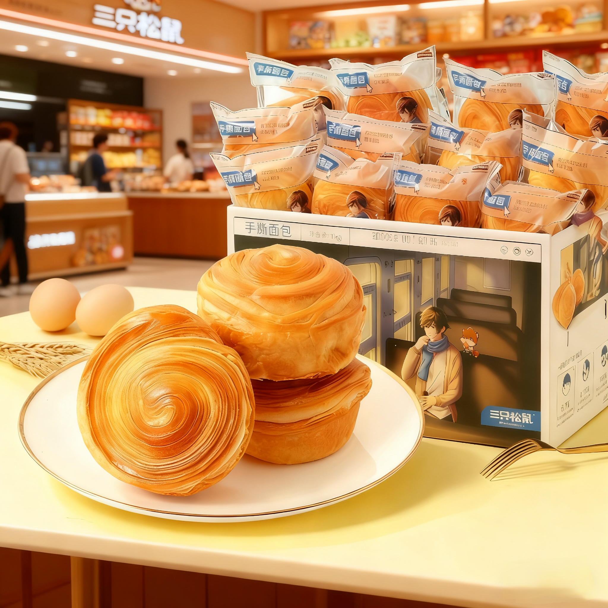 三只松鼠的手撕面包1kg整箱早餐零食1000g旗舰面包奶香味正品店