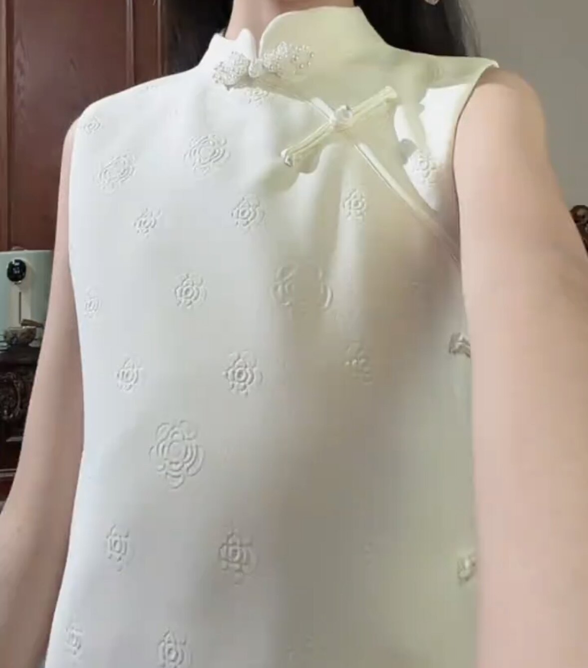 女童新款连衣裙百搭夏季旗袍提花新中式无袖立领旗袍