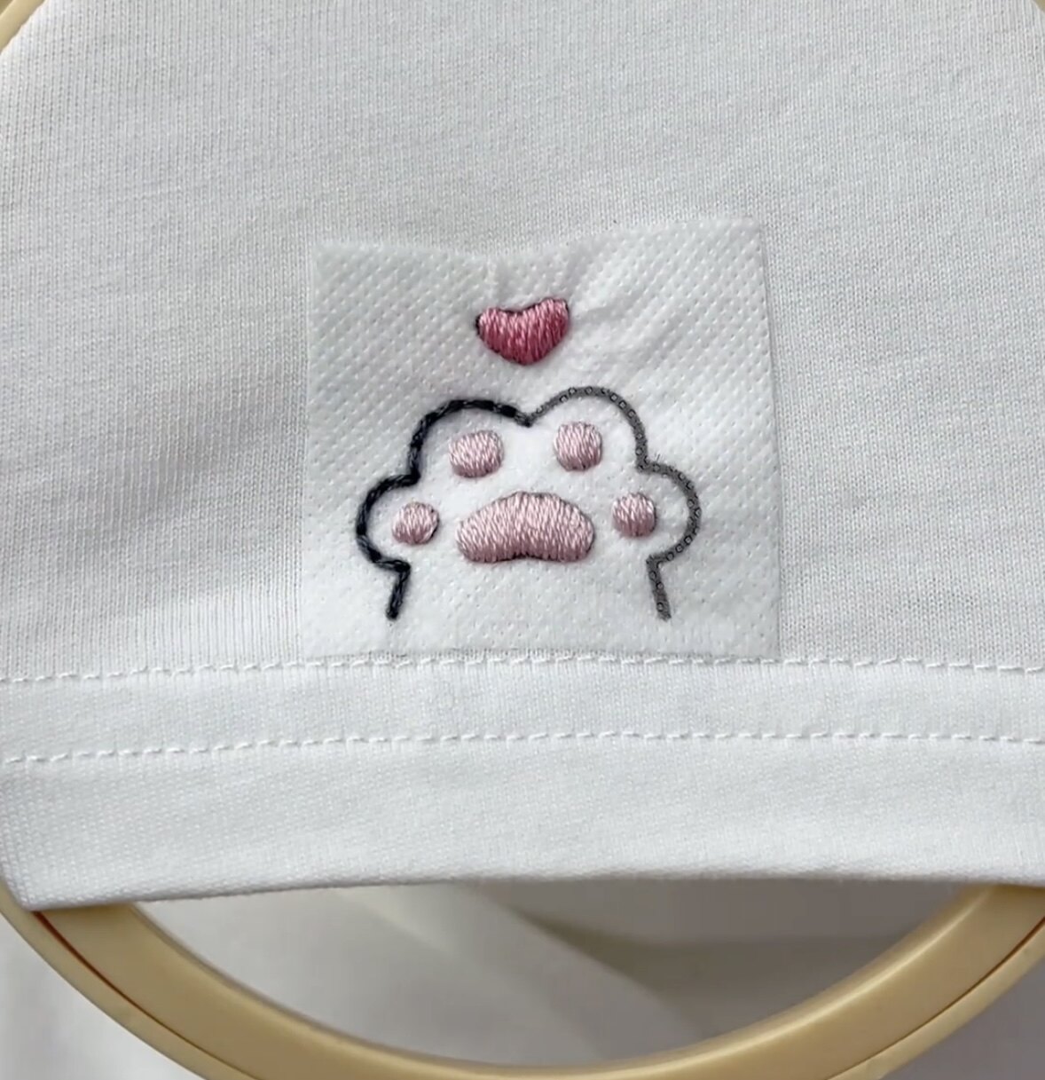 袖口小猫爪领花雏菊免画图字母刺绣手工diy材料包自绣衣服水溶布